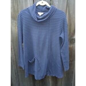 Neon Buddha Women's Striped Cowl Neck Madison Tunic Raw Hem M